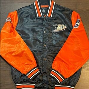 Men's Black and Orange Varsity Jacket